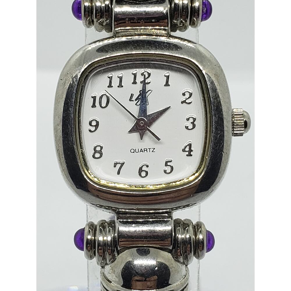 LAX women's dress watch. LAX751A 012. Small square face Decorative bangle band